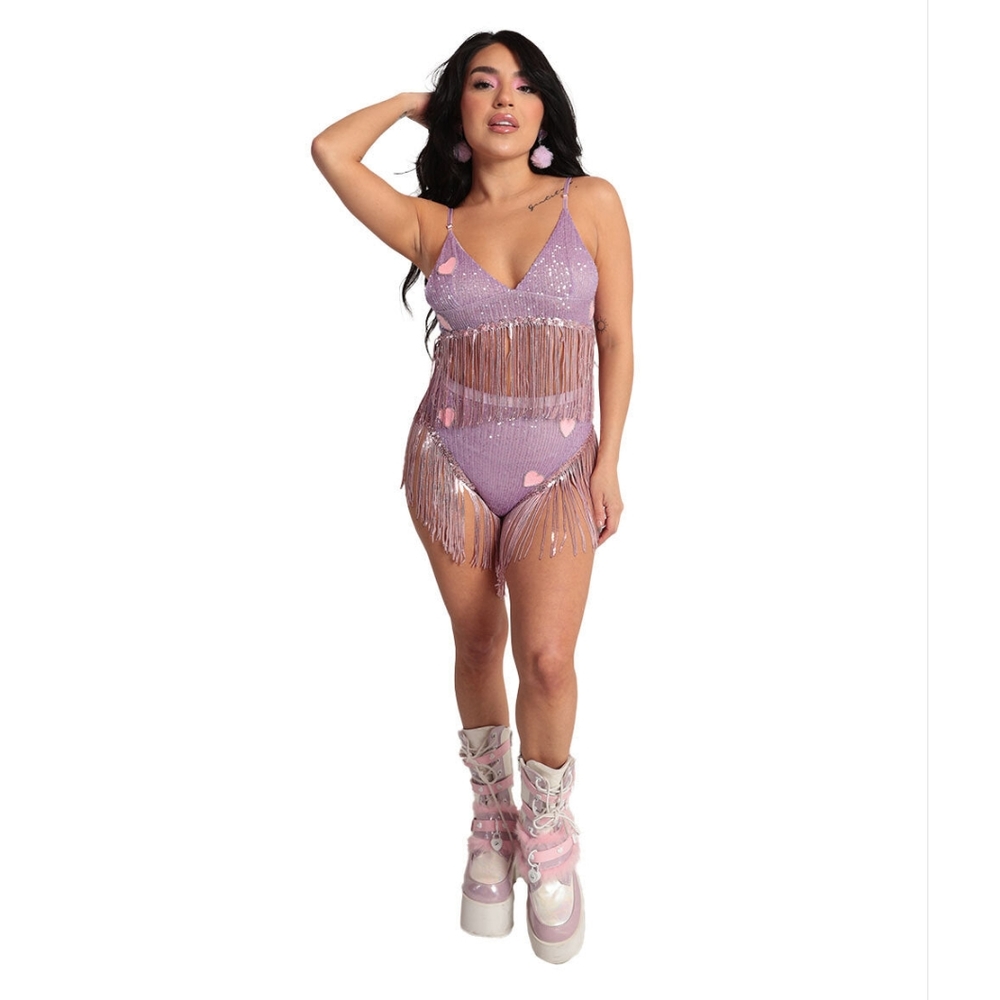 EastnWest Label x iHR Candy Hearts Sequin Fringe Booty Shorts XS